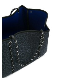 Темно-синяя кожаная большая сумка с леопардовым принтом от Nimble Activewear