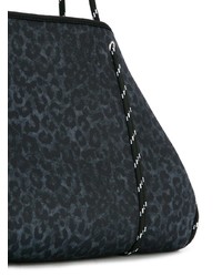 Темно-синяя кожаная большая сумка с леопардовым принтом от Nimble Activewear