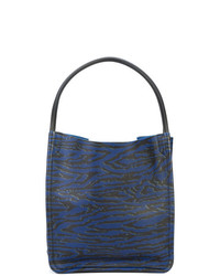 Темно-синяя кожаная большая сумка с принтом от Proenza Schouler