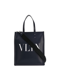 Мужская темно-синяя кожаная большая сумка с принтом от Valentino