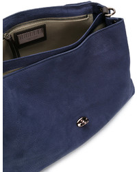 Темно-синяя кожаная большая сумка с шипами от Zanellato
