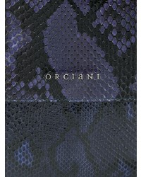 Темно-синяя кожаная большая сумка со змеиным рисунком от Orciani