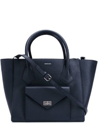 Темно-синяя кожаная большая сумка от Anine Bing