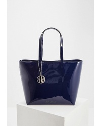 Темно-синяя кожаная большая сумка от Armani Exchange
