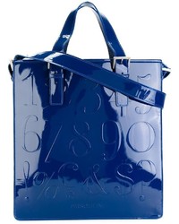 Темно-синяя кожаная большая сумка от Assouline