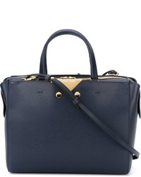 Темно-синяя кожаная большая сумка от Emporio Armani