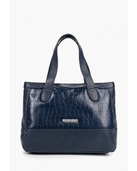 Темно-синяя кожаная большая сумка от Franchesco Mariscotti