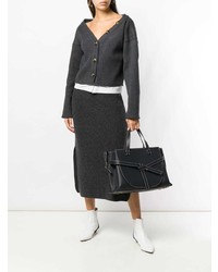 Темно-синяя кожаная большая сумка от Loewe