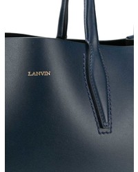 Темно-синяя кожаная большая сумка от Lanvin
