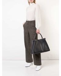 Темно-синяя кожаная большая сумка от Fendi