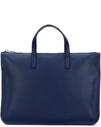 Темно-синяя кожаная большая сумка от Loewe