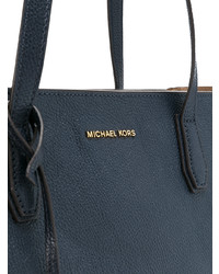 Темно-синяя кожаная большая сумка от Michael Kors Collection