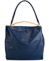 Темно-синяя кожаная большая сумка от Maison Margiela