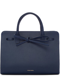 Темно-синяя кожаная большая сумка от Mansur Gavriel