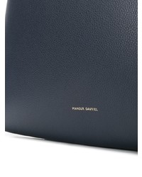 Темно-синяя кожаная большая сумка от Mansur Gavriel