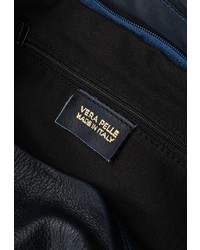 Темно-синяя кожаная большая сумка от Moronero