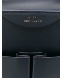 Темно-синяя кожаная большая сумка от Anya Hindmarch