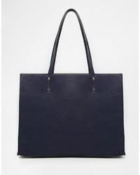Темно-синяя кожаная большая сумка от Oasis