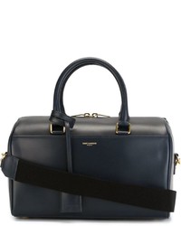 Темно-синяя кожаная большая сумка от Saint Laurent