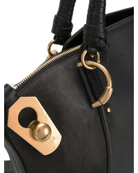 Темно-синяя кожаная большая сумка от Chloé