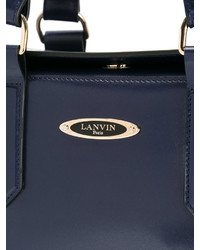 Темно-синяя кожаная большая сумка от Lanvin