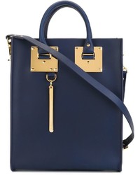 Темно-синяя кожаная большая сумка от Sophie Hulme