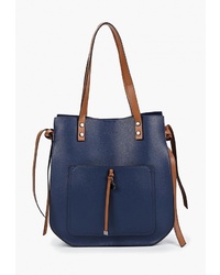 Темно-синяя кожаная большая сумка от Thomas Munz