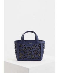Темно-синяя кожаная большая сумка от Tous