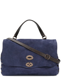 Темно-синяя кожаная большая сумка от Zanellato