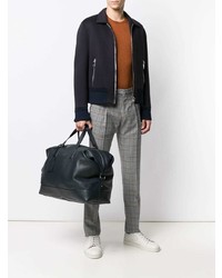 Мужская темно-синяя кожаная дорожная сумка от Santoni