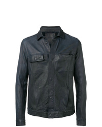 Мужская темно-синяя кожаная куртка-рубашка от 10Sei0otto