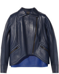 Женская темно-синяя кожаная куртка от Fendi