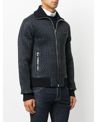 Мужская темно-синяя кожаная куртка от Dolce & Gabbana