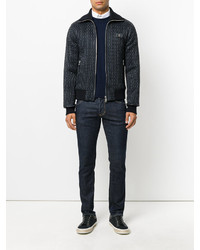 Мужская темно-синяя кожаная куртка от Dolce & Gabbana