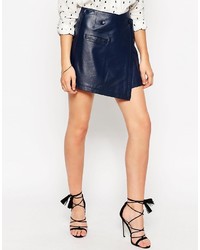 Темно-синяя кожаная мини-юбка от Asos