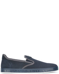 Мужская темно-синяя кожаная обувь от Emporio Armani