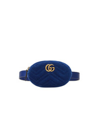 Темно-синяя кожаная поясная сумка от Gucci