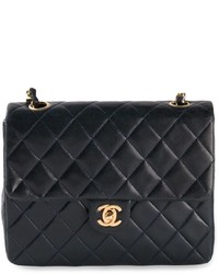 Женская темно-синяя кожаная стеганая сумка от Chanel