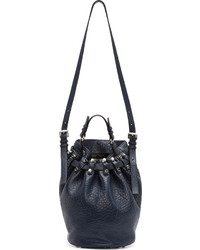 Темно-синяя кожаная сумка-мешок от Alexander Wang