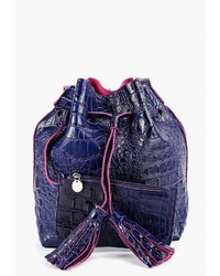 Темно-синяя кожаная сумка-мешок от Antan