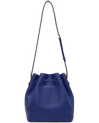Темно-синяя кожаная сумка-мешок от Dolce & Gabbana