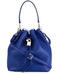 Темно-синяя кожаная сумка-мешок от Dolce & Gabbana