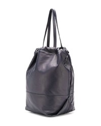 Темно-синяя кожаная сумка-мешок от Saint Laurent