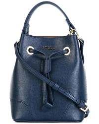 Темно-синяя кожаная сумка-мешок от Furla
