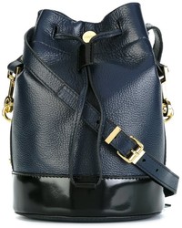 Темно-синяя кожаная сумка-мешок от Kenzo