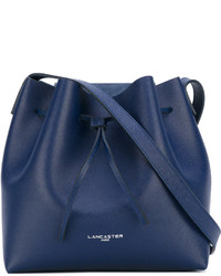 Темно-синяя кожаная сумка-мешок от Lancaster