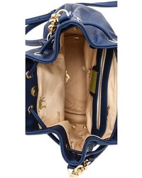 Темно-синяя кожаная сумка-мешок от Deux Lux