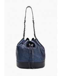 Темно-синяя кожаная сумка-мешок от Madeleine