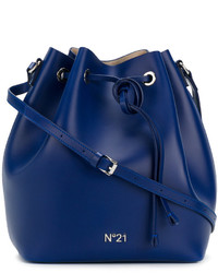 Темно-синяя кожаная сумка-мешок от No.21