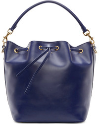 Темно-синяя кожаная сумка-мешок от Saint Laurent
